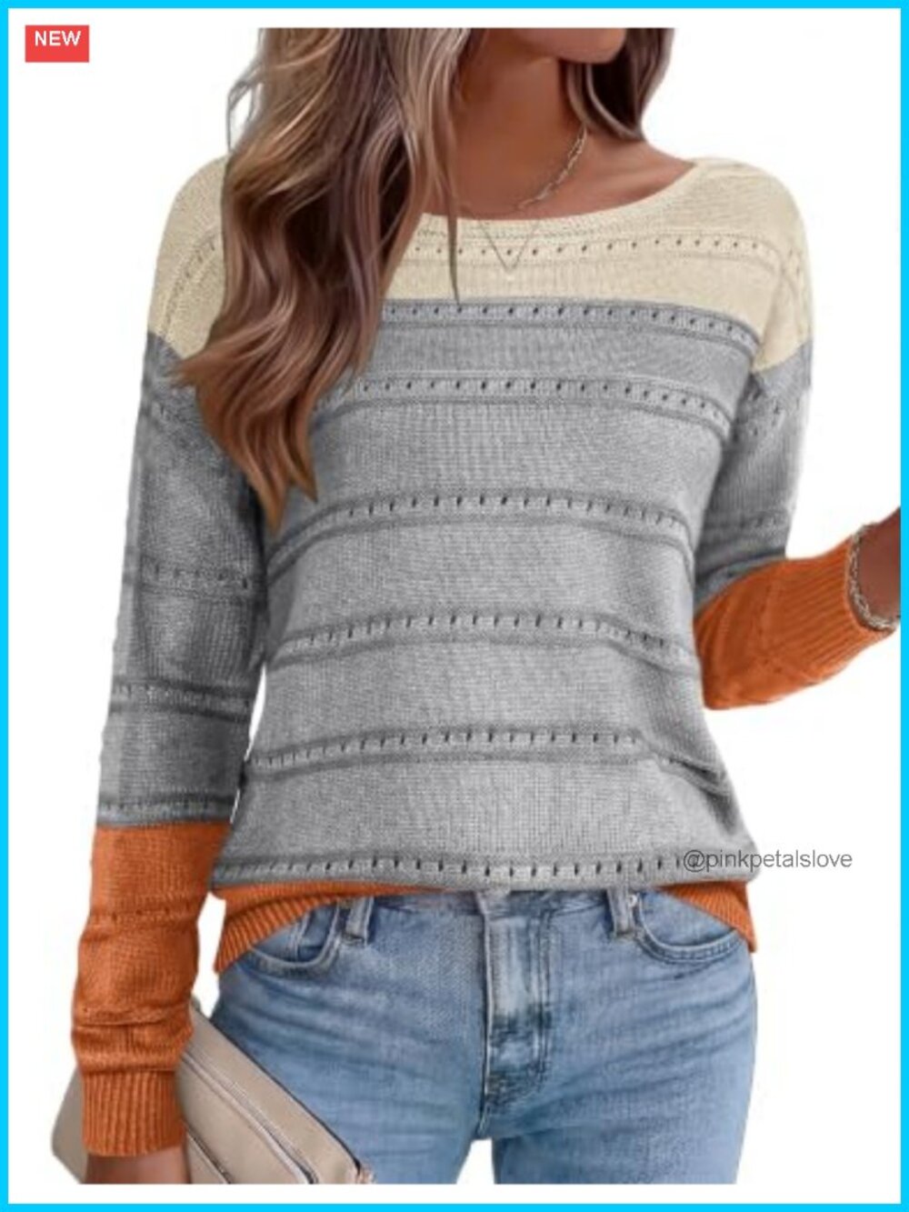 Crochet Off Shoulder Sweater Loose Fit Boat Neck Long Sleeve Pullover